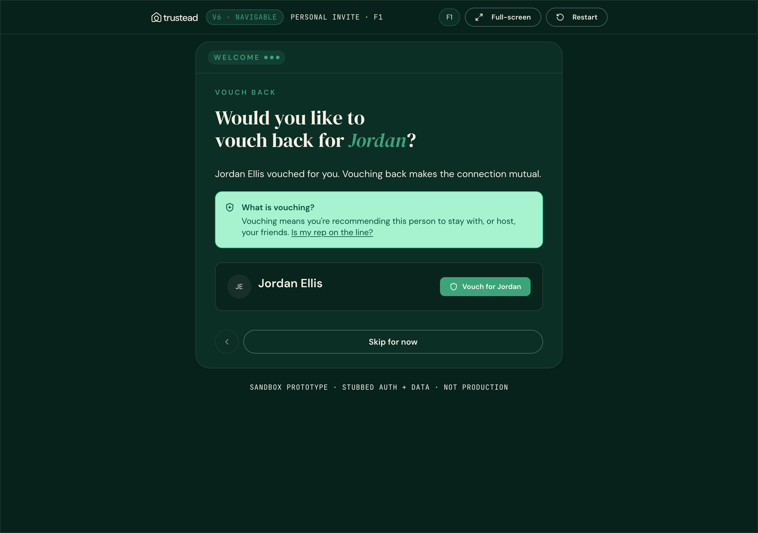 Personal vouch-back, desktop