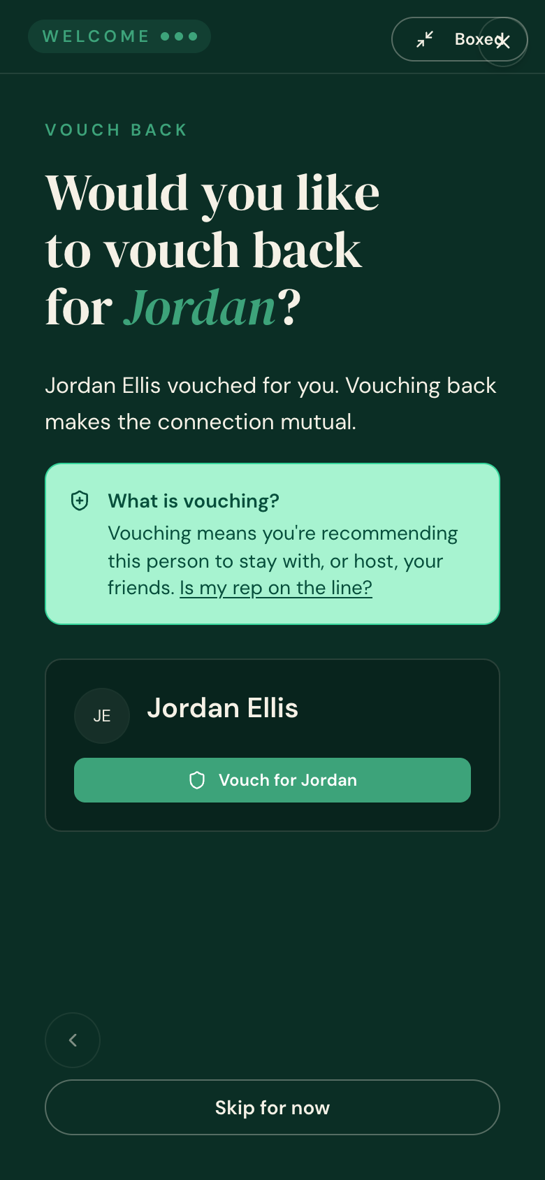 Personal vouch-back, phone