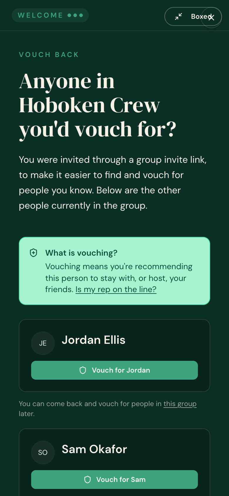 Group vouch-back slide, phone